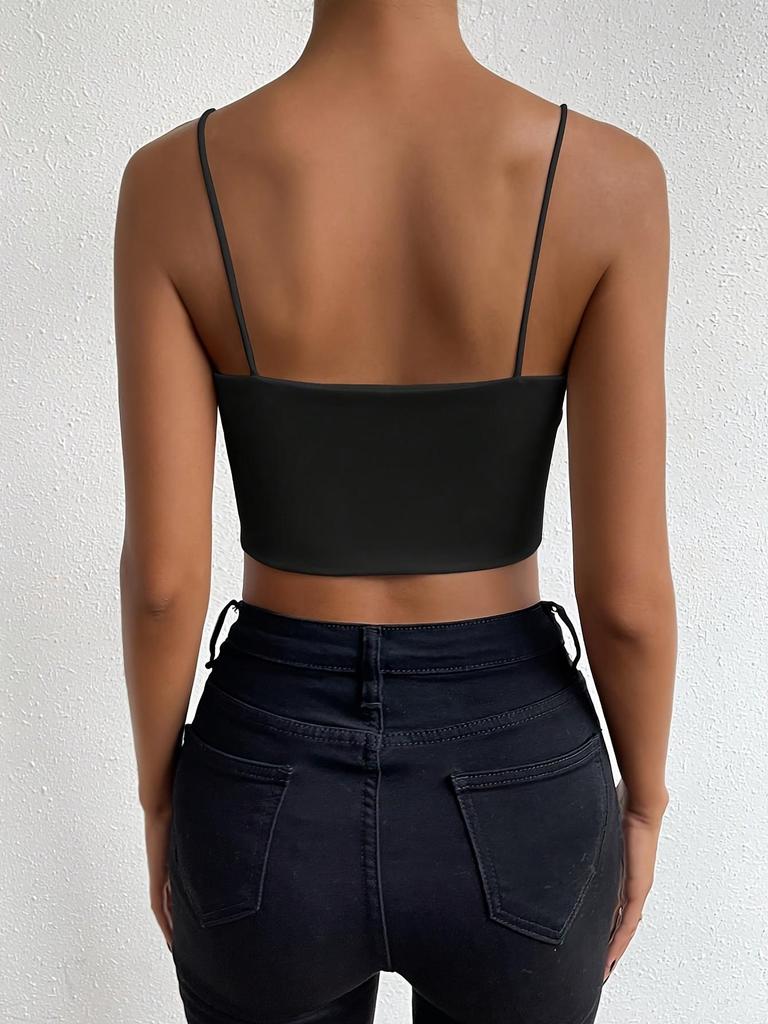 2025 Summer Women's Slim Fit Solid Color Thin Strap Tank Top