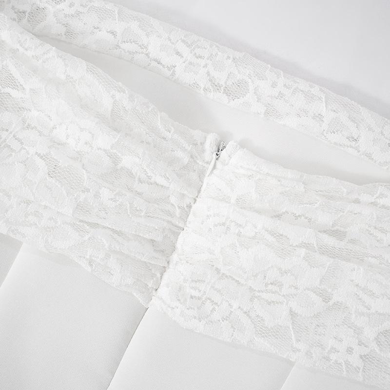 Giyu seksowna mini krótka sukienka damska jesienna koronkowa patchworkowa z długim rękawem odsłaniająca ramiona sukienka z odkrytymi plecami elegancka klubowa szata imprezowa