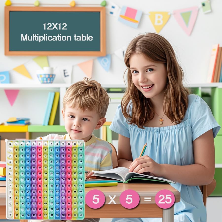 12x12 Multiplication Game Table Kids Math Learning Posters, Fidget Popper Educational Math Tools Fidget Popular Toys Relieve Stress and Create