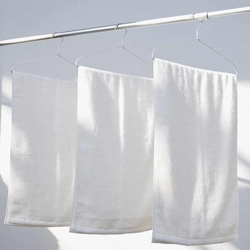 h concept h tag Bath Towel Gift Set, White + White (DH-041-WH), Set of 2, Hangable, Compact Size, Perfect Gift for New Homes, Made in Japan