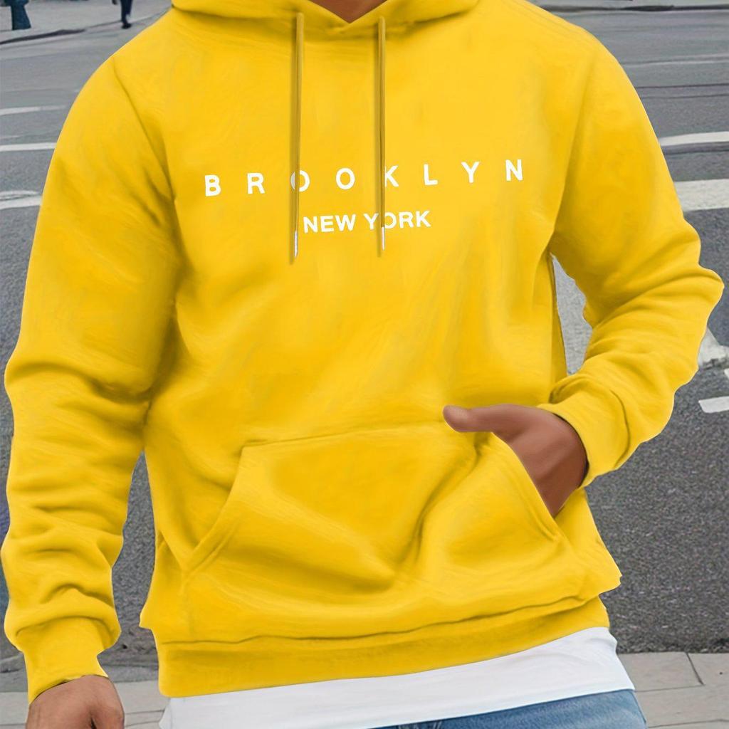 Men's 2025 Trendy Letter Print Hooded Sweatshirt - Loose Fit Pullover for Spring & Autumn