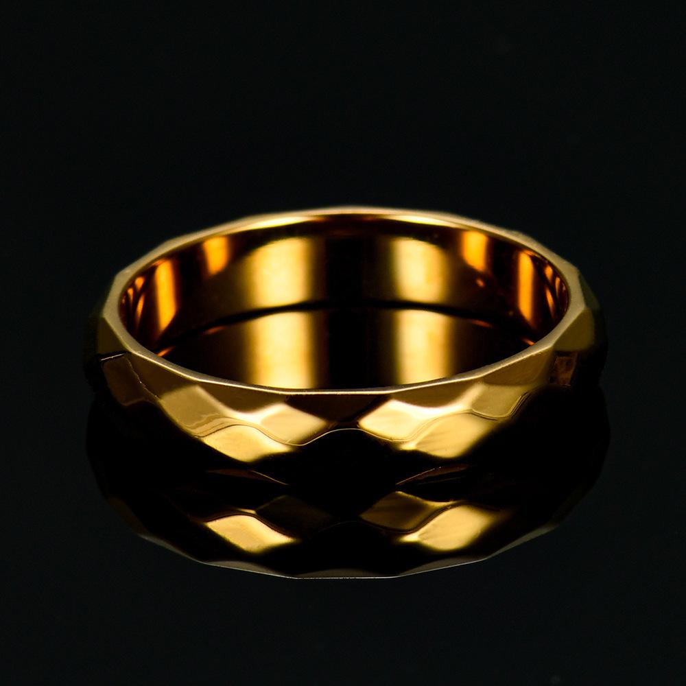 4MM Personalized Rhombus-Faceted Titanium Steel Ring for Women
