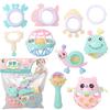 Infant and Toddler Chewable Teether Rattle Set 0-1 Year Old Baby Soft Rubber Hand Grip Ball Bag Rattle