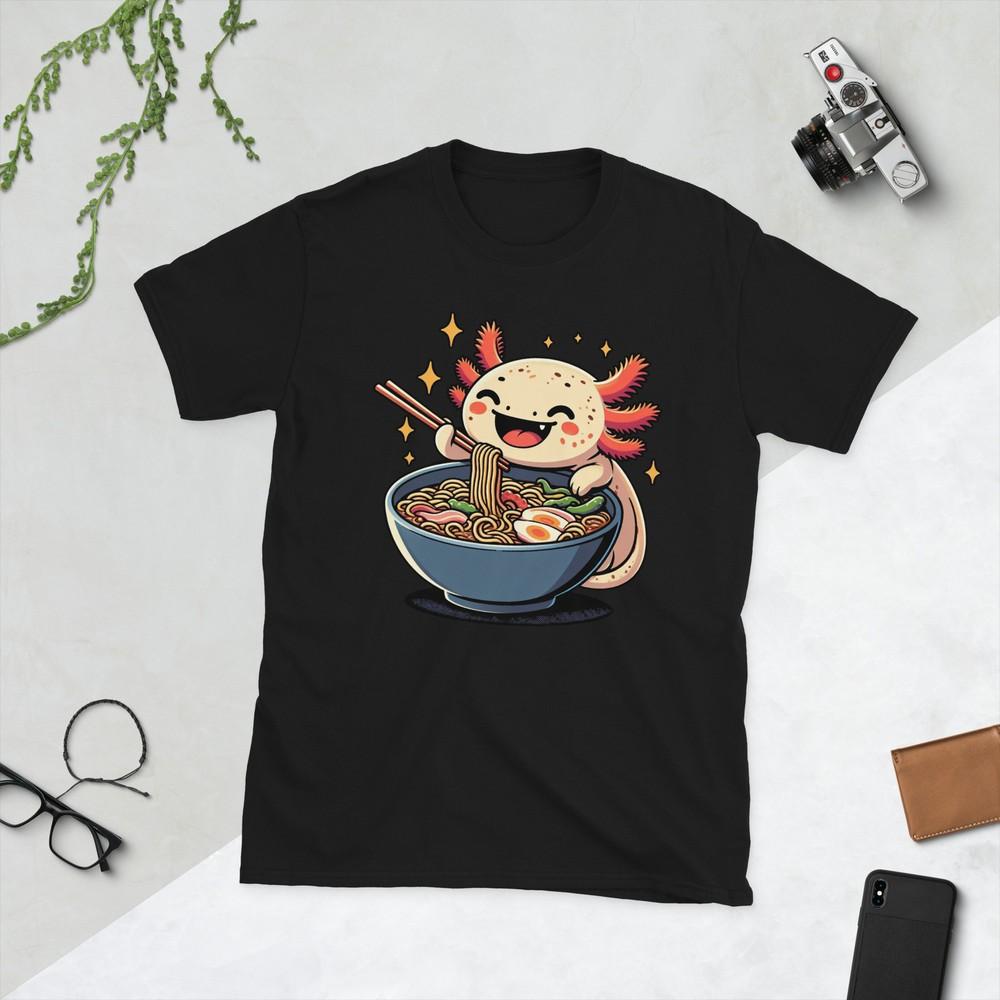 Adorable Ramen Axolotl Cute Cartoon Noodles Short-Sleeve Unisex T-Shirt Unisex T-Shirt S