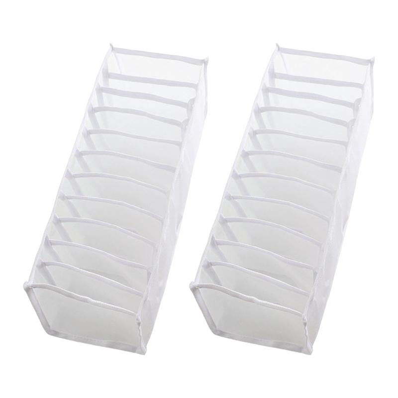 Foldable Sturdy Nylon Wardrobe Closet Divider Set of 2 Grids Clothes Organizers Home Accessory for Jeans and Sock