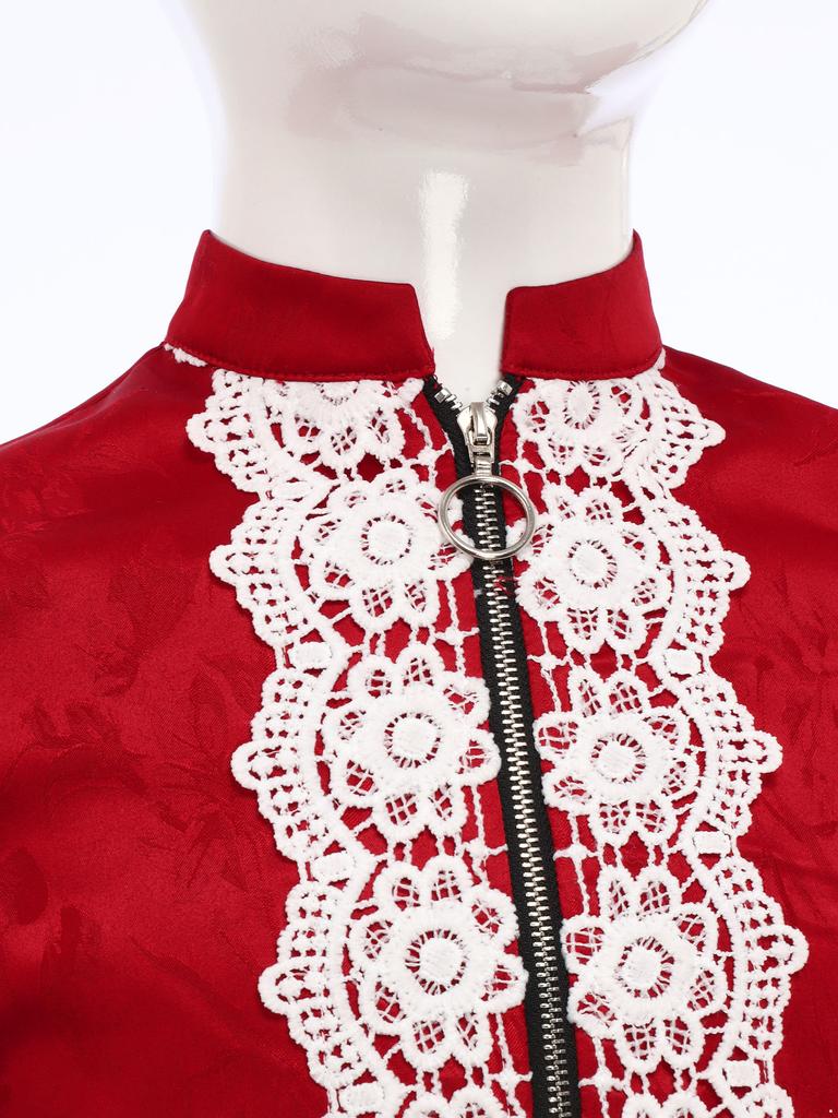 Girls Medieval Renaissance Costume Long Sleeves Lace Flounce Jacket Victorian Tailcoat Pirate Gothic Steampunk Outfit