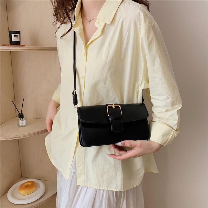Chic Vintage Aesthetic Handbag For Women Elegant Solid Color Shoulder Bag