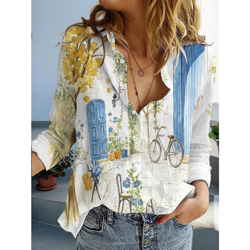 Women s Lightweight Polyester Shirt - Middle Eastern Style Abstract Print S
