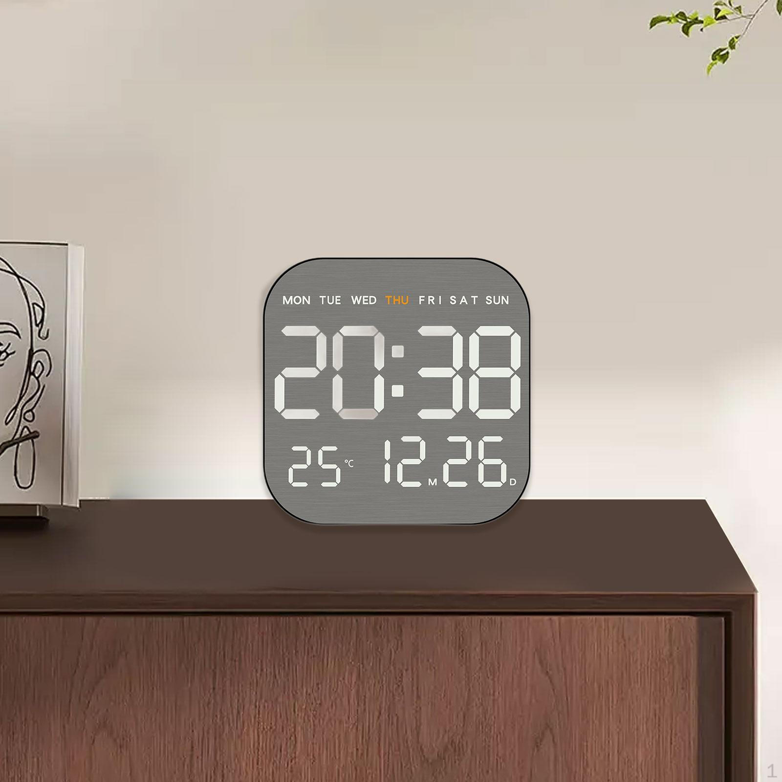 

Часы с настройками будильника и отображением даты, месяца и недели для гостиной класса Black Shell