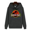 Men's High-end Quality Jurassic Park Pattern Print Autumn Winter Thick Warm Outdoor Hooded Hoodie Harajuku