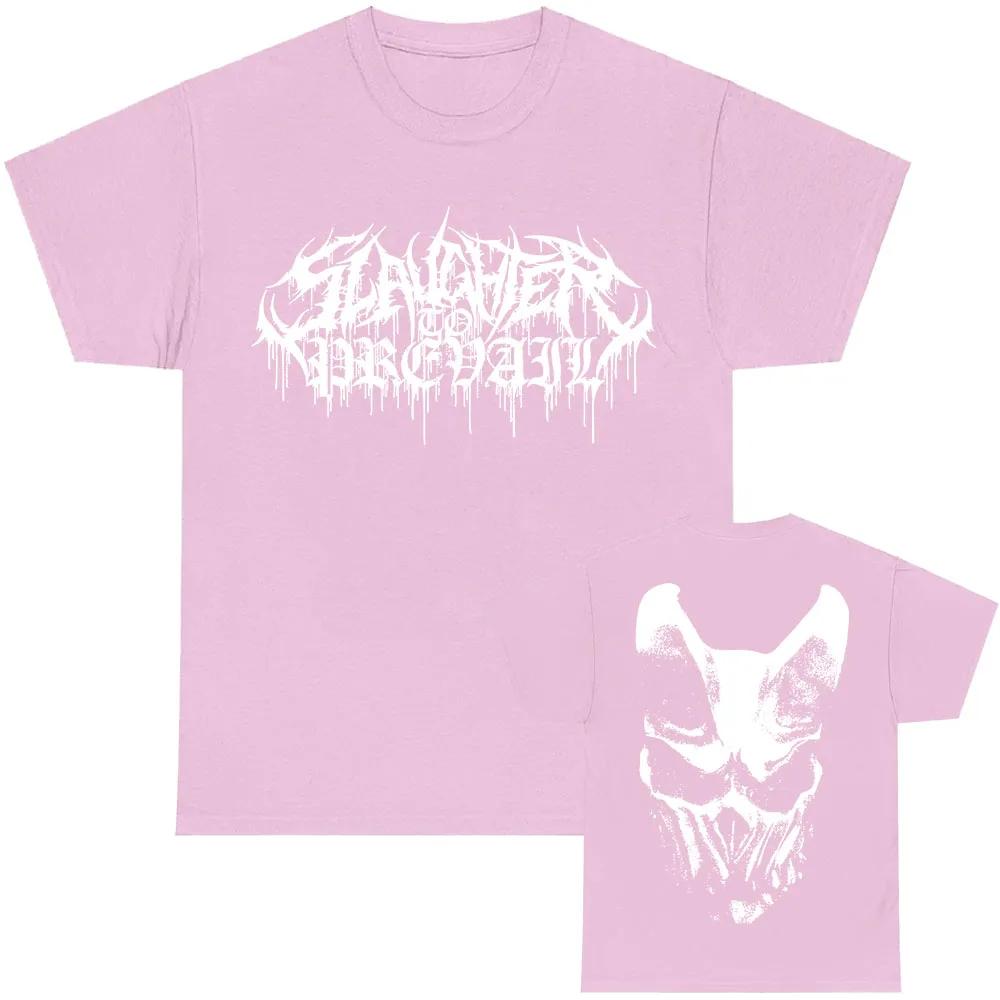 White Logo Mask Graphic Tees SLAUGHTER TO PREVAIL Rock Band Tshirts Hip Hop Unisex Streetwear Cotton Short Sleeve Male T Shirt