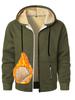 Autumn New Men's Casual Fleece Lined Hooded Zipper Sweatshirt Jacket Solid Color Warm Sportswear Male Fashion Outerwear