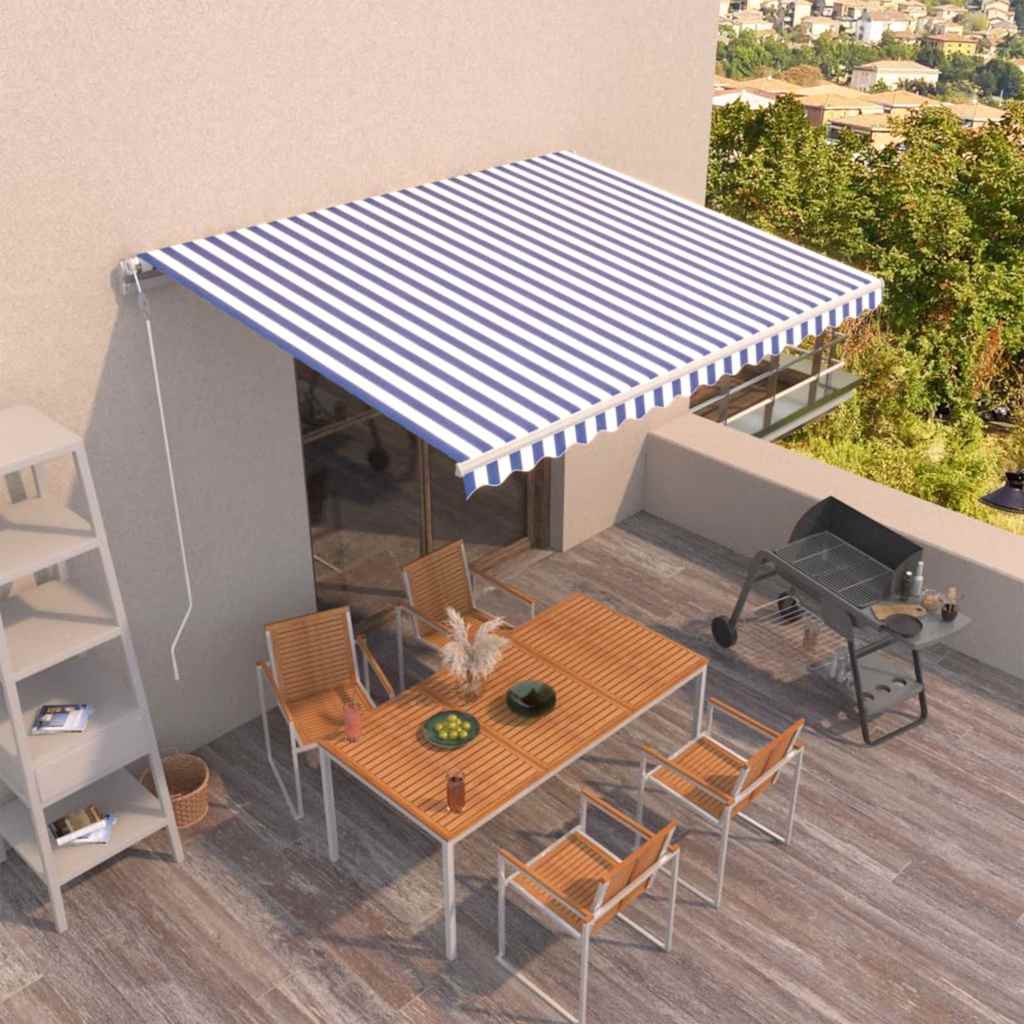 vidaXL Markise Automatisch Einziehbar 400x350 cm Blau und Weiß