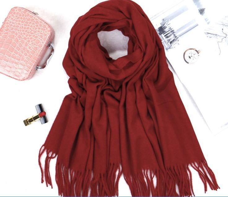 Scarf Women's Winter High-end Cashmere Scarf Versatile Women's Shawl Korean Autumn and Winter Solid Color Scarf