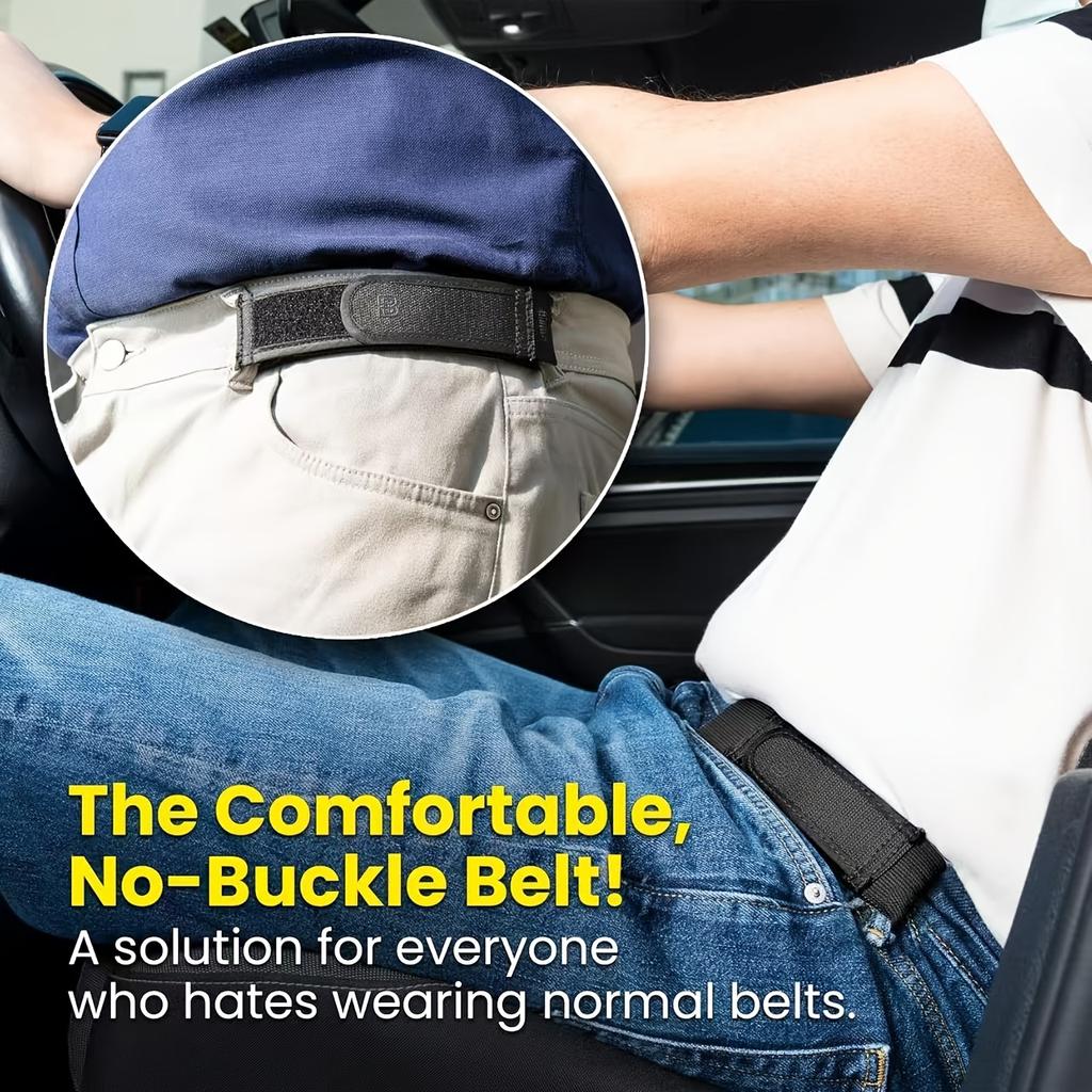 1Pc Men‑Women Casual Lazy Elastic Belt, Single‑Side Hook‑and‑Loop Buckle‑Free Nylon Strap, Portable Adjustable Waist Belt