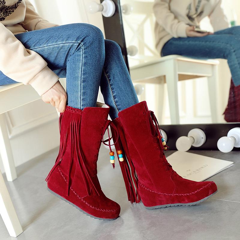 Inner heightening short boots large size women's shoes round head - women's boots Martin boots matte
