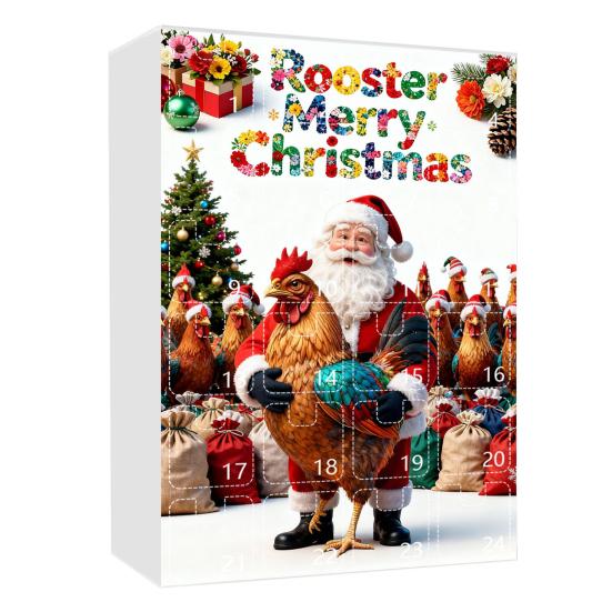 Christmas Chicken Advent Calendar 24-Day Countdown Box with Easy-Open Windows Multifunctional Holiday Decoration