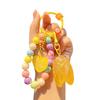 Keychain Strong Load-Bearing Macaron Color Beads Key Chain with Glitter Cicada Pendant Portable Anti-Lost Mobile Phone Chain Bag Hanger