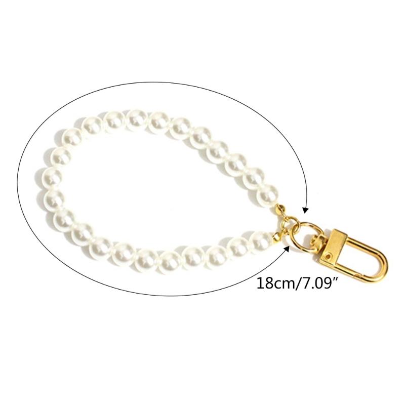 Fashion Imination Pearl Beads Keychain Lanyard Wrist Strap Phonecase Charm Keychain Decorations Pendant Cellphone Strap