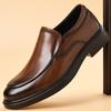 Men's Casual Slip-On Work Shoes Breathable Anti-Slip Wedding Groom Formal Business Leather Shoes Rubber Sole Adult Footwear