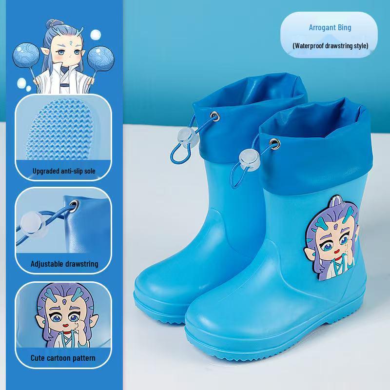 Kinder Cartoon Wasserdichte Rutschfeste Gummistiefel mit Plüschfutter für Kleinkinder und größere Kinder