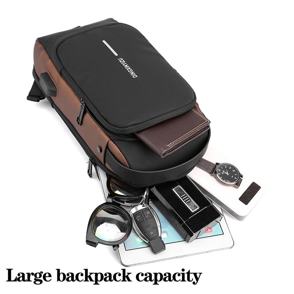 Men's USB Port Chest Bag with Password Lightweight Hiking Cycling Small Backpack for Outdoor Sports