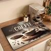 1Pcs Rubber Drying Mat With Coffee Print For Coffee Shop Restaurant Kitchen Carpet Tableware Durable Diatom Mud Table Mat Pet Mat Coffeeware