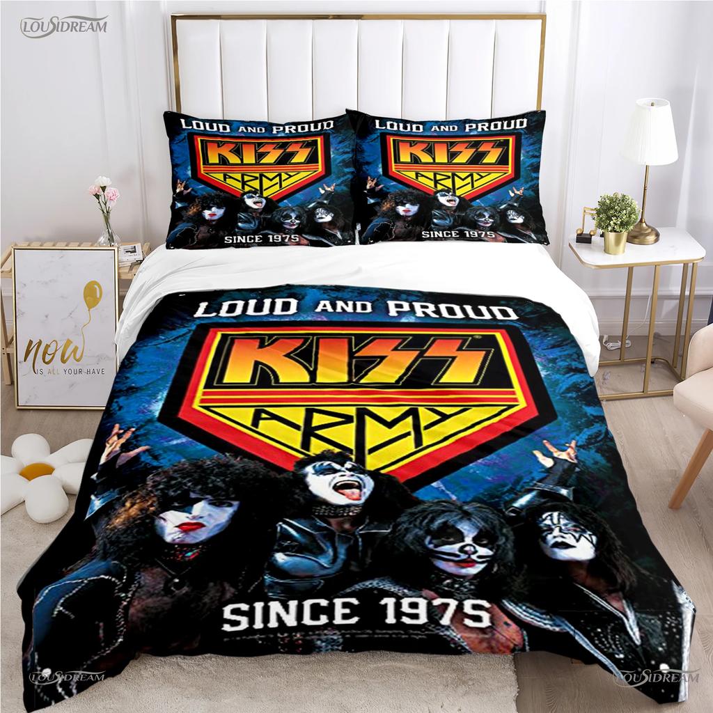 Kiss Band Rock Music All Season Duvet Cover Comforter Bedding Set Soft Quilt Cover And Pillowcases Teen Single/Double/Queen/King