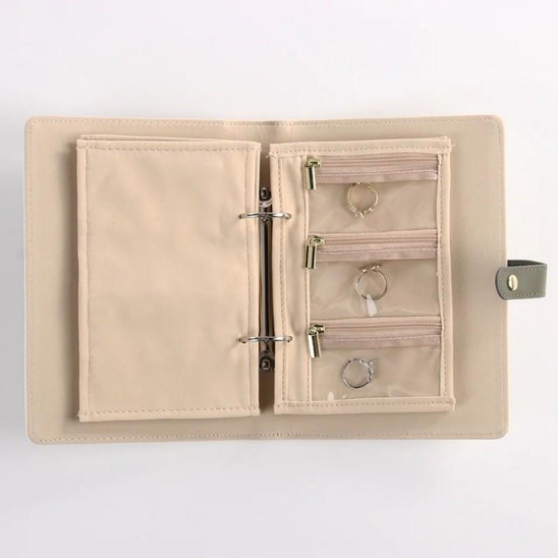 Livre de Rangement de Bijoux Portable en Cuir de Luxe à Feuilles Mobiles Sac de Rangement Grande Capacité Boucles d'Oreilles Colliers Bijoux Classeur