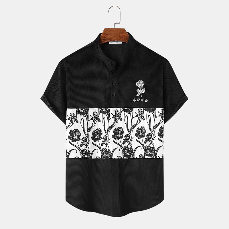 

Мужские вельветовые рубашки с короткими рукавами и вышивкой в ​​стиле пэчворк