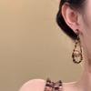 Exaggerated Leopard Print Water Drop Earrings Femininity Stud Earrings Unique Long Earrings