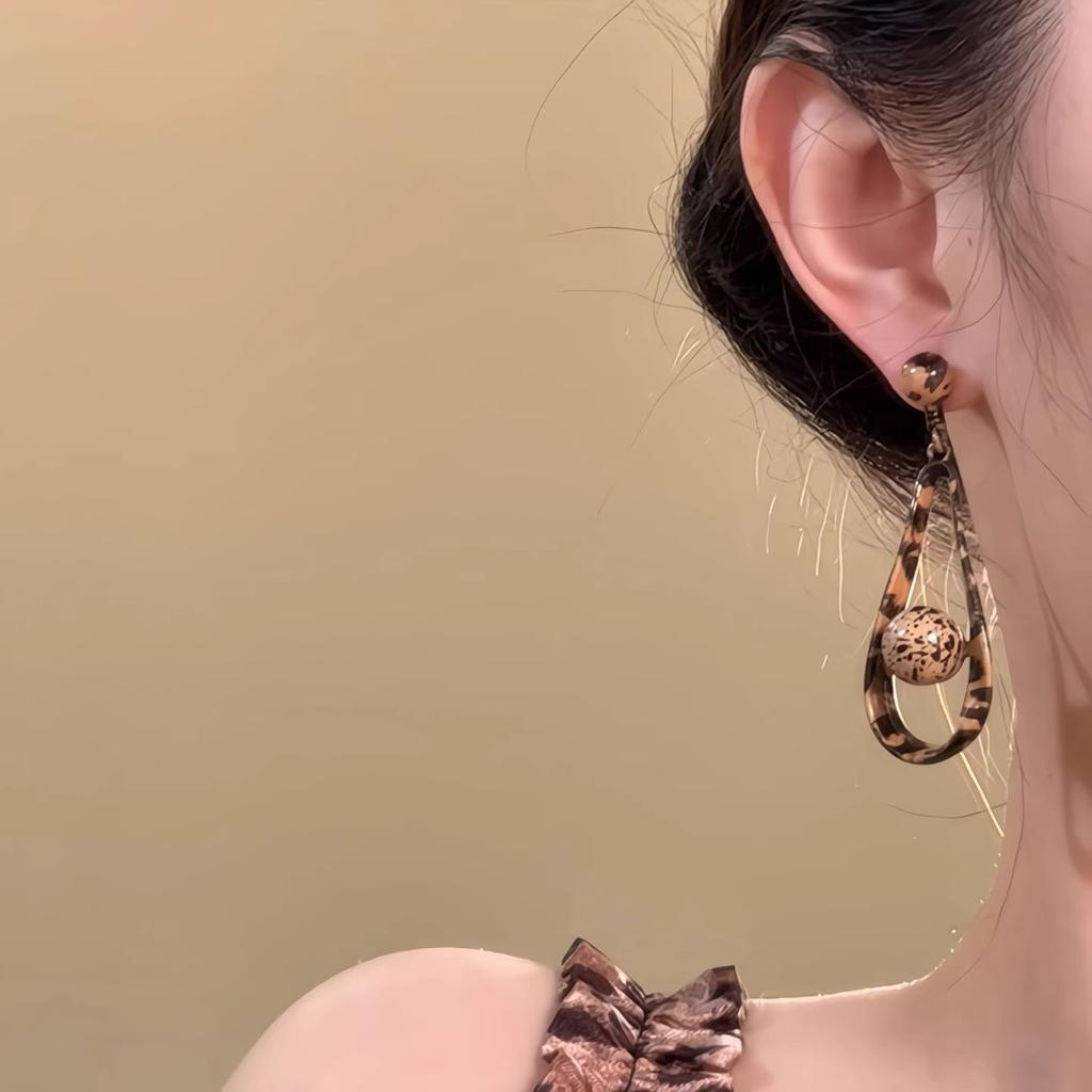 Brincos exagerados de leopardo em forma de gota de água, brincos femininos de pino, brincos longos únicos
