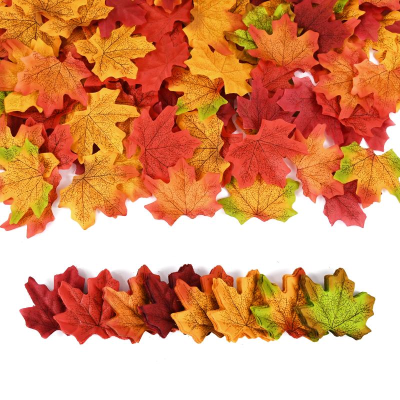 Realistic Fake Maple Leaves for Fall Decor - Wedding Aisle Scatter Autumn DIY Crafts Party & Classroom Decoration