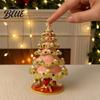 Holiday Gift for Women Christmas Tree Jewelry Box Enamel Inlay Alloy Organizer Luxury Metal Case Compact Decorative Ornament Dressing Table