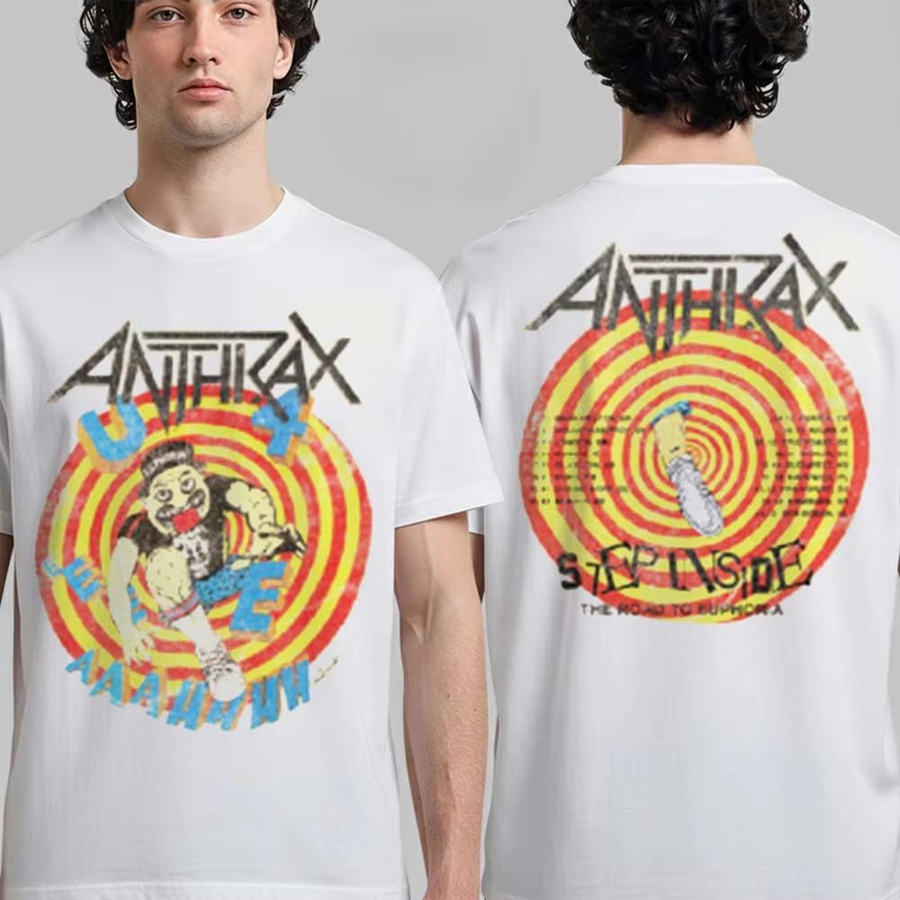 Unisexs Tshirt Streetwear Hip Hop New Anthrax Cotton Band Shirt Unisex Summer Short Sleeve Fashion Tee Luxury Casual Vintage Tops