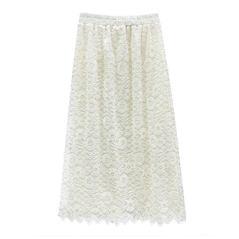 

Длинная бархатная кружевная юбка Sweet Wind, новинка зимы 2025 года, тонкая юбка А-образного силуэта с высокой талией one size fits all