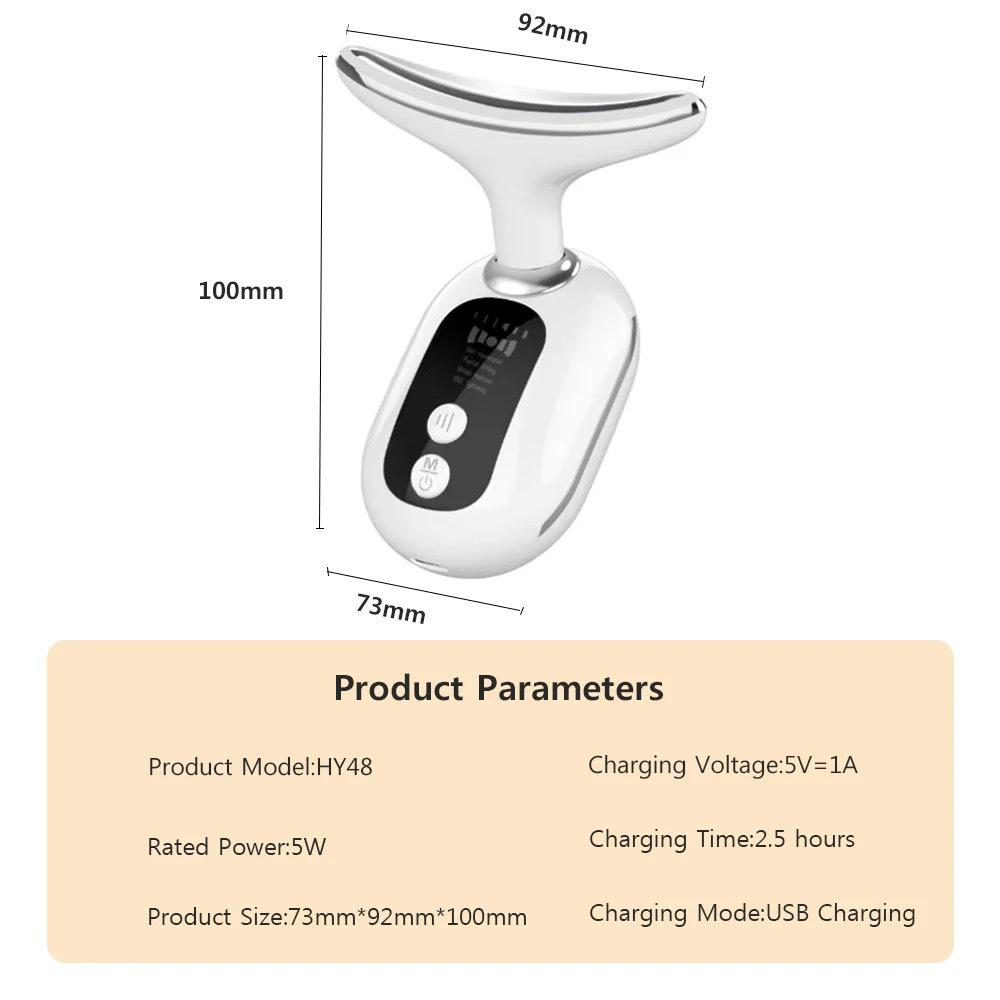 Beautiful EMS Microcurrent Neck & Face Lifting Device - Reduces Neck Lines & Nasolabial Folds, Enhances Firmness with Light Therapy.