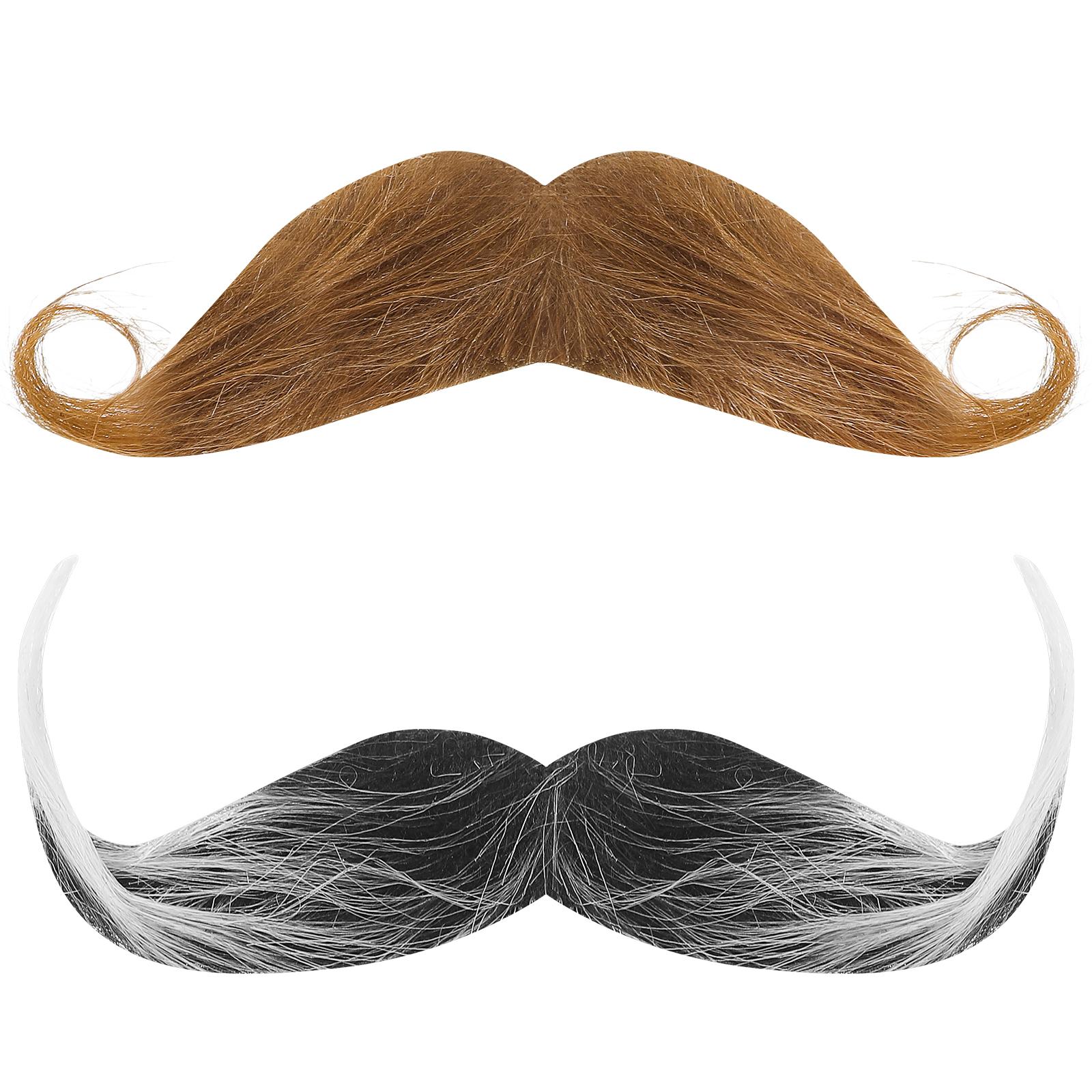 2pcs Fake Beard Prop Simulated Mustache Prop Halloween Party Cosplay Fake Beard Decoration Halloween Novelty Party Favor светло-серый