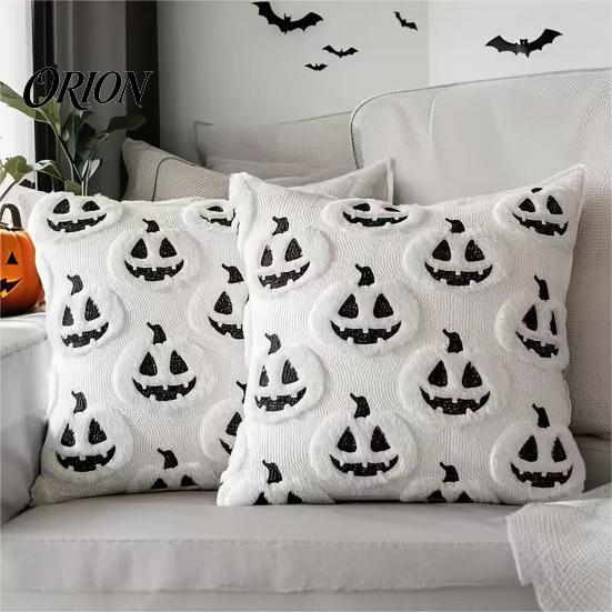 Unique Halloween Home Accessories Plush Pumpkin Cushion Cover, Throw Pillow 18 x Farmhouse Fall Covers Inches Maple Leaf Case for Sofa Couch
