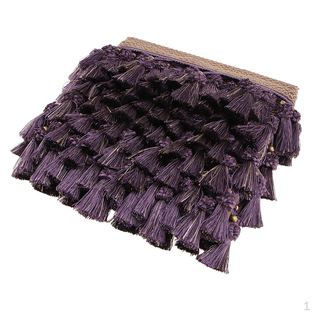 

12 Meters European Style Clothes Curtain Tassel Edge Fringe Embellishments Ribbons Deep Purple