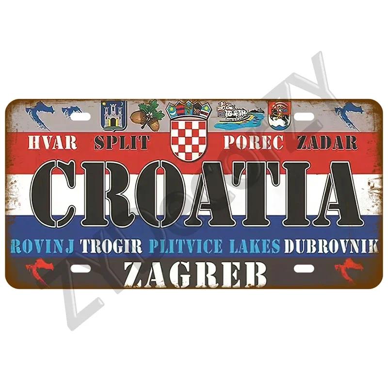 KLIOU Country Flag Tin Signs 15x30 Plaque France Spain Germany License Plate For Wall Home Restaurant Craft Bar Decor Metal Sign