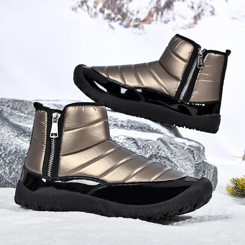 New down cloth waterproof snow boots warm short boots thickened and down winter cotton shoes non-slip shoes