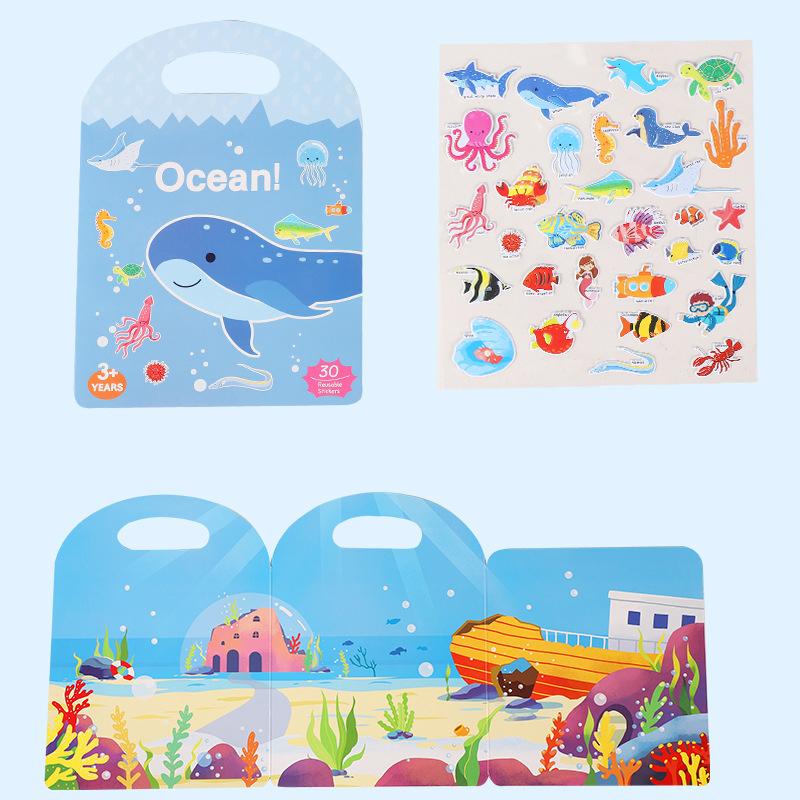 Adesivi Bolle Portatili per Bambini Riutilizzabili Scena Artigianato Fai da Te Gioco Creativo Puzzle Libro di Adesivi Giocattolo Cognitivo Apprendimento Regali