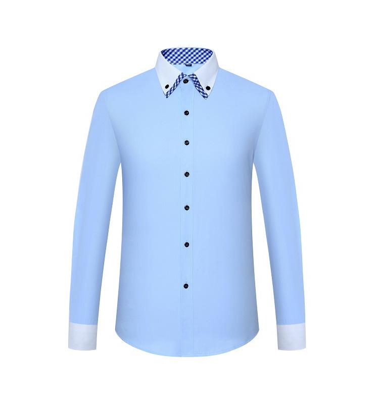 Men's Iron-Free Wrinkle-Resistant Color Block Long Sleeve Business Casual Shirt