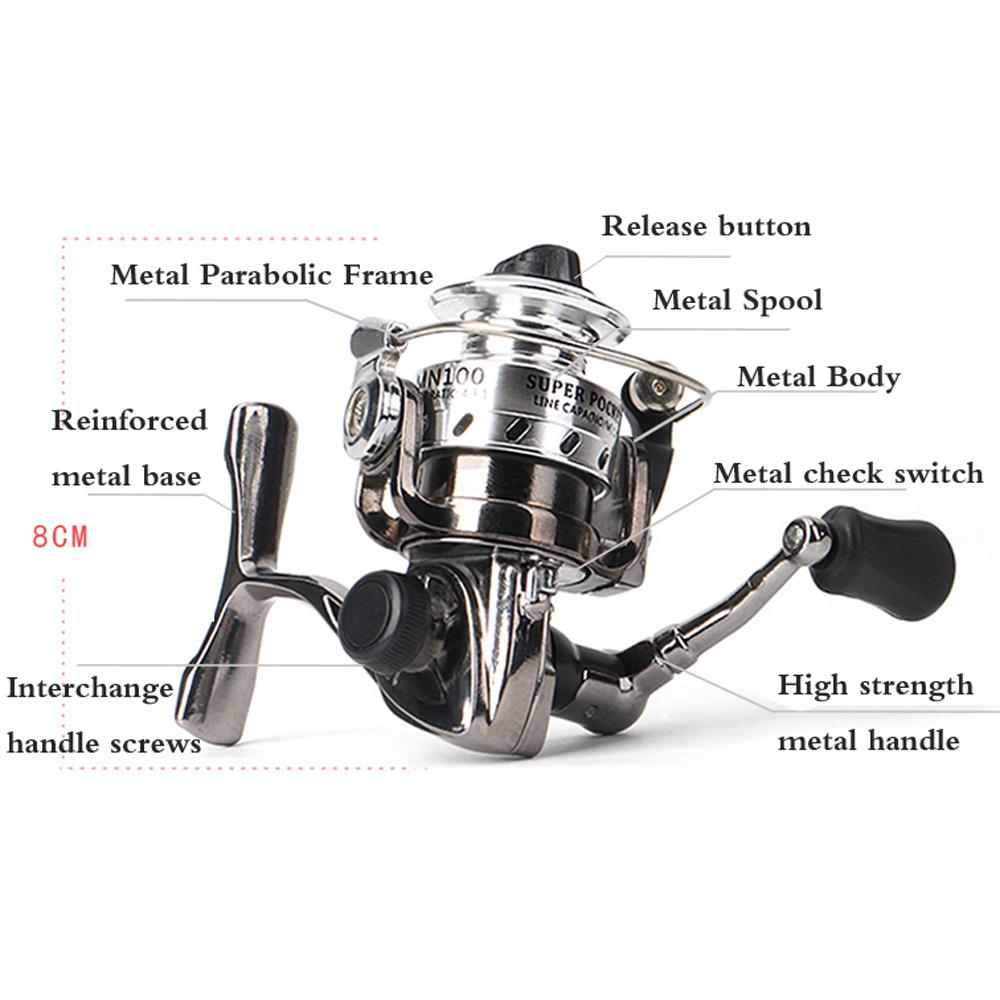 Ice Fishing Reel Mini Spinning Reels Small Zinc Alloy All Metal Spool Delicate Front Drag 4.3:1 Coil for Boat Rock Ice Fishing Lure Ultralight Wheel