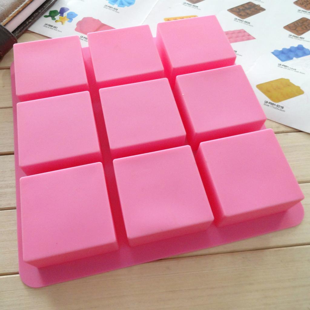 9 Cavities 100ml Square Fondant Cake  Silicone Chocolate Ice C ube