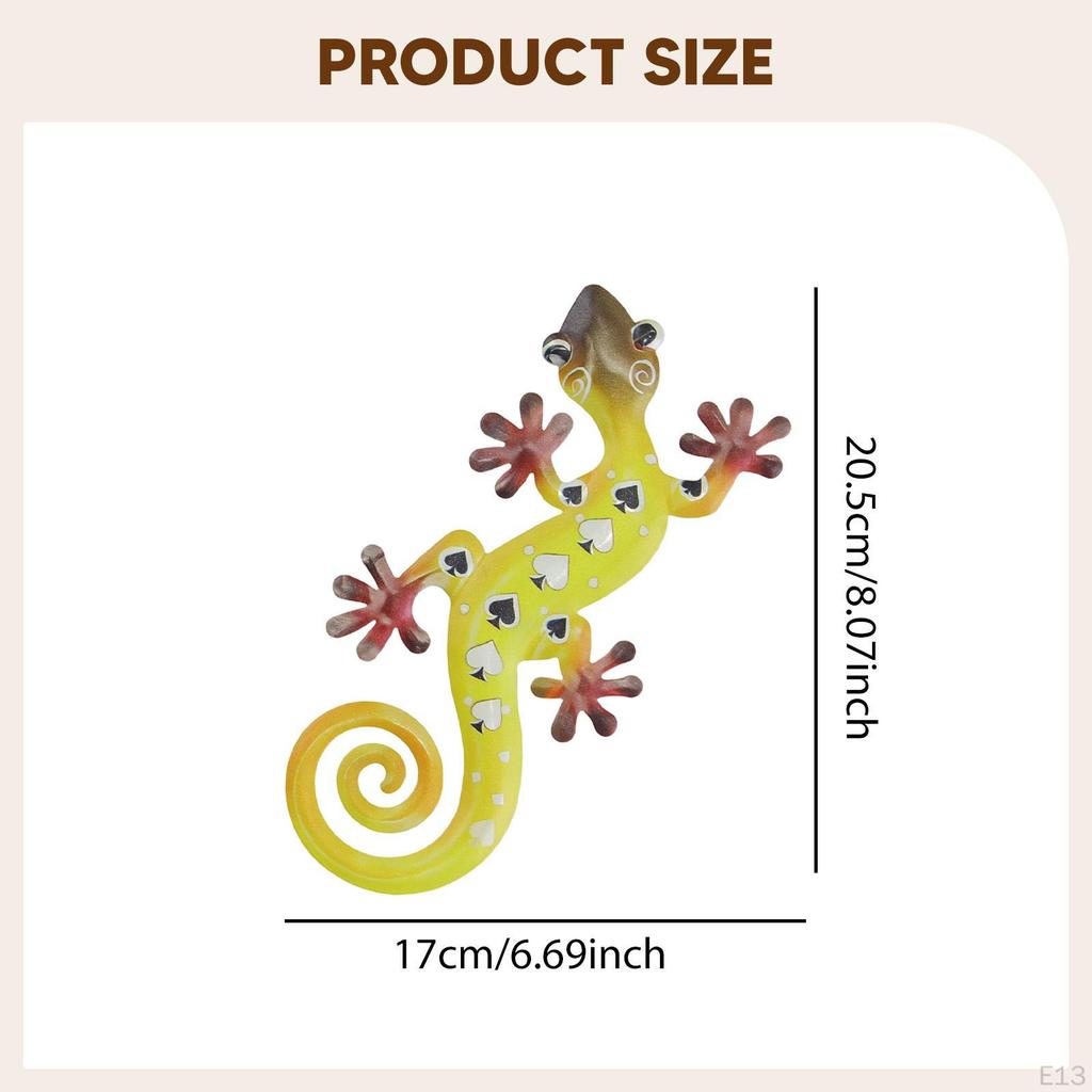 Metal Gecko Wall Art 2D Hanging Artwork,Art Decoration Ornament for Porch Cafe Patio Home