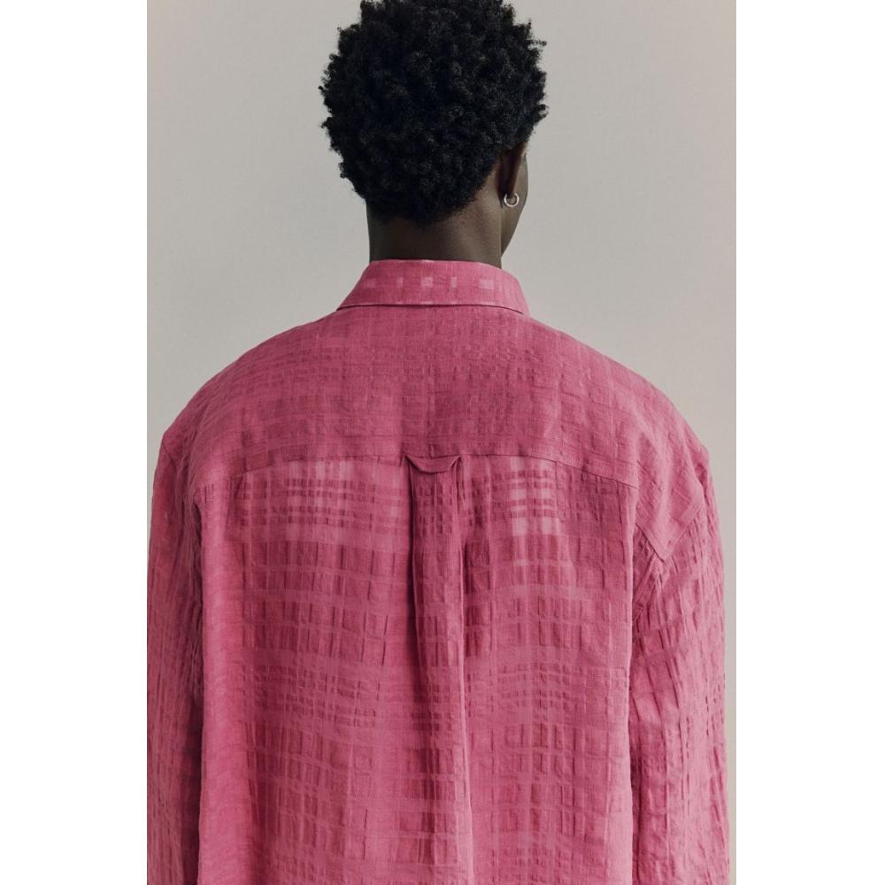 H M Linen Blend sHirt cHerry Color