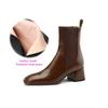 Krazing Pot Cow Skin Autumn Winter Shoes Thick Med Heels Size 43 Western Boots Slip on Stretch Knitwear Ankle Boots