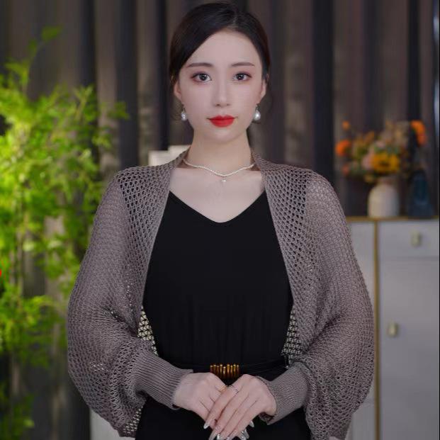 Ice Silk Shawl: Air-conditioned Sleeved Cardigan, Slimming Knit Outerwear, Trendy Short Dress